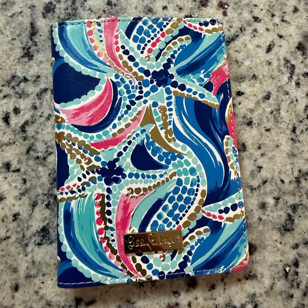 Lilly Pulitzer Blue, Pink and Gold Starfish Passport Cover